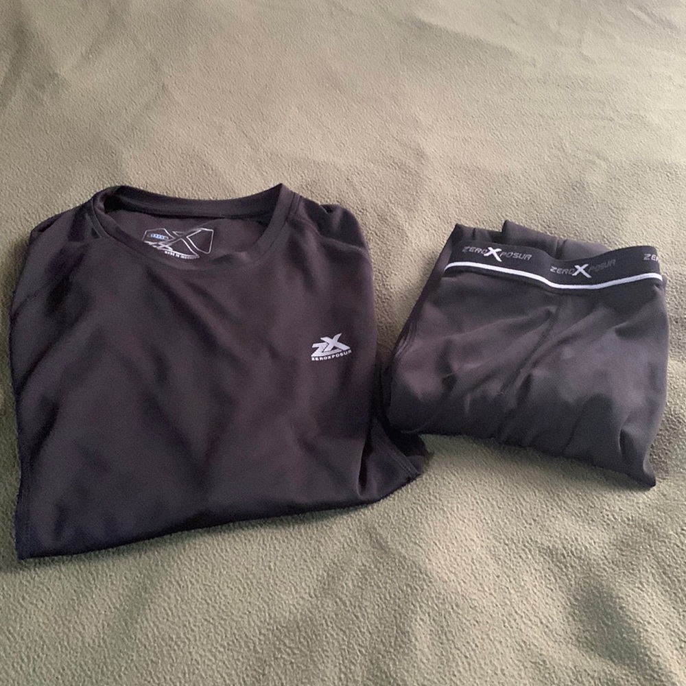 ZeroXposure black long john set.  Size Large.  Long sleeves. Elastic waistband.